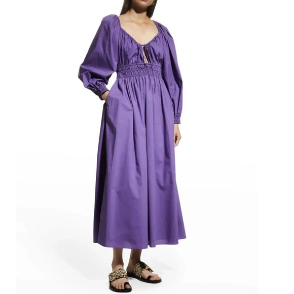 REBECCA TAYLOR Poplin Smocked-Waist Dress - Picture 1 of 5